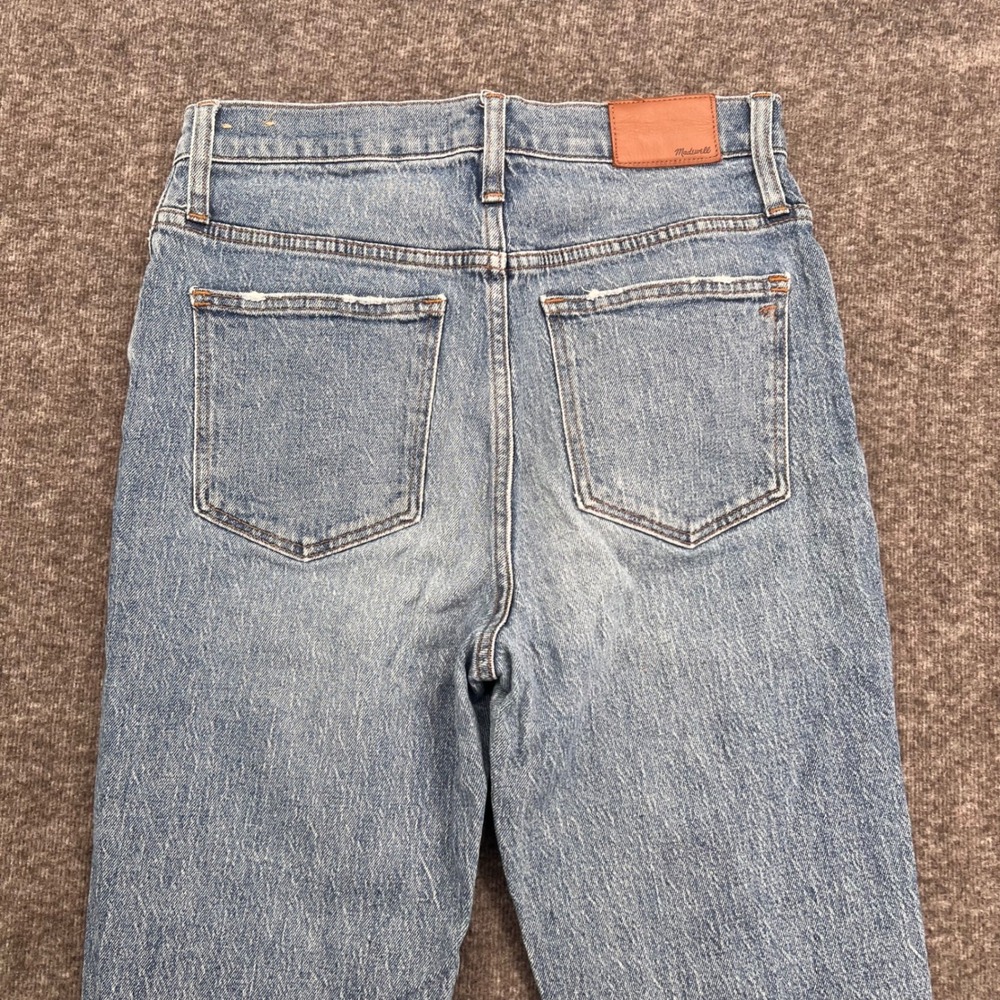 Madewell Classic Straight Jean High Rise Crop Light Wash Raw Hem Womens Size 26 - Picture 7 of 14
